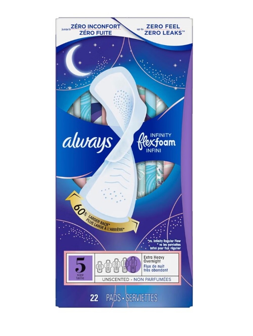 Always Flexfoam Infinity Overnight Pads Pack Of 22 Size 5